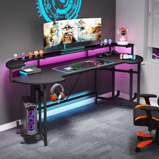 75 Inch Gaming Desk with Monitor Shelf