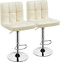 4 Modern Swivel Bar Chairs/Stools Set, Leather, Adjustable with Back