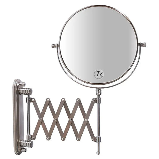 8 Inch Wall Mount Extendable Mirror, Double Sided with 7X Magnification